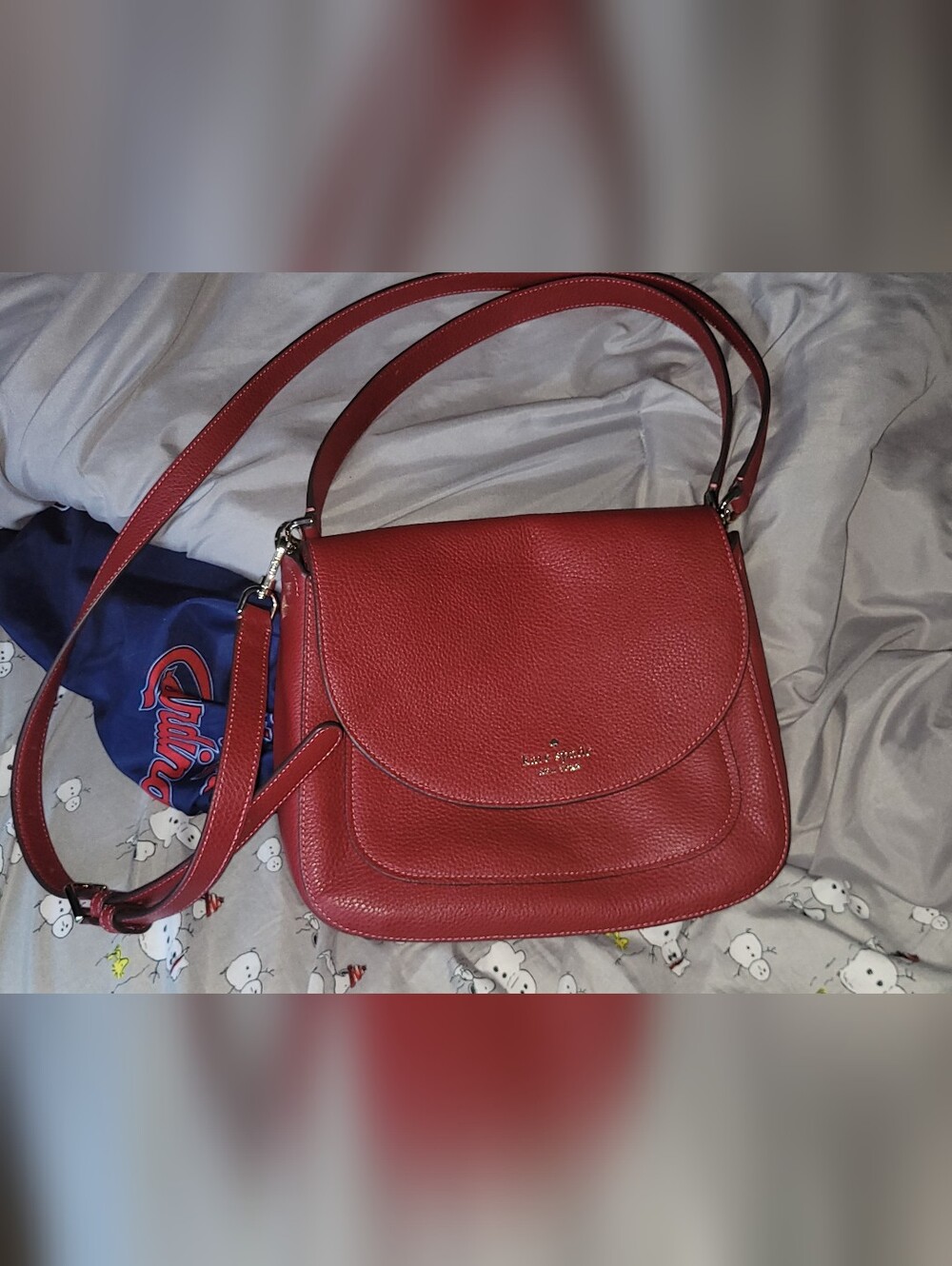 NEW Kate Spade Red Pebbled Leather Shoulder Crossbody Bag BURGUNDY RED MEDIUM SZ